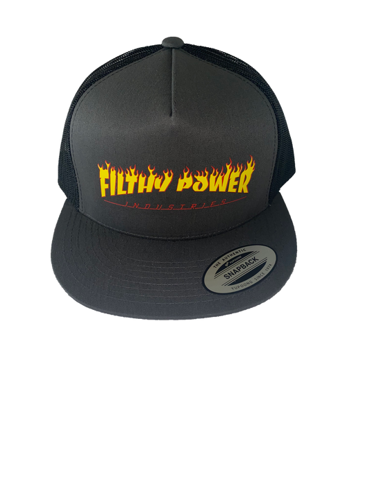 Grey Filthy Power Flame Snap Back